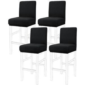 4pcs Bar Stool Covers Stretch Washable Chair Seat Cover for Dining Room Black